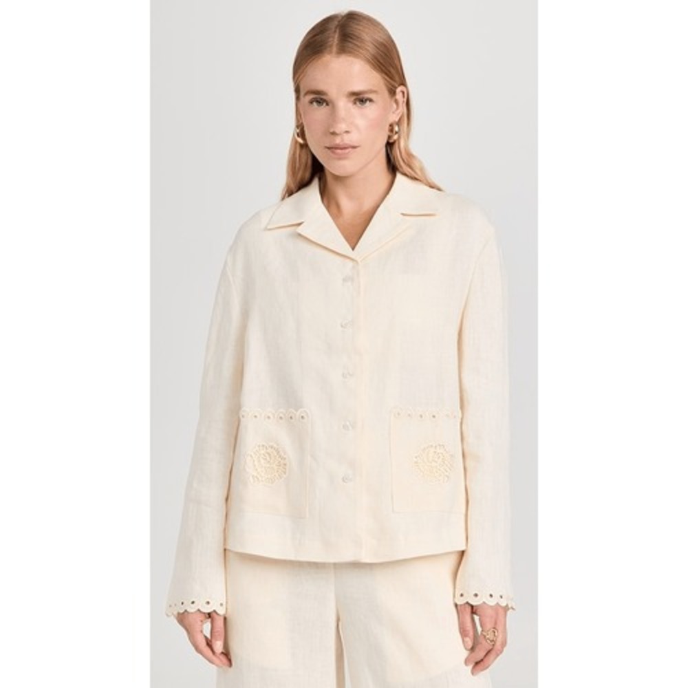 Sleeper Peony Linen Shirt Women Cream Large (TP1)